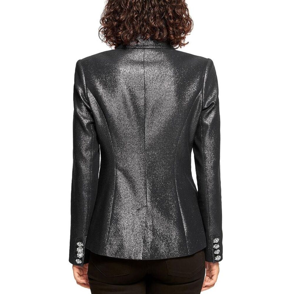 Ramy Brook Womens Wren Black Collar Metallic One-Button Blazer Jacket NWOT - Picture 2 of 3